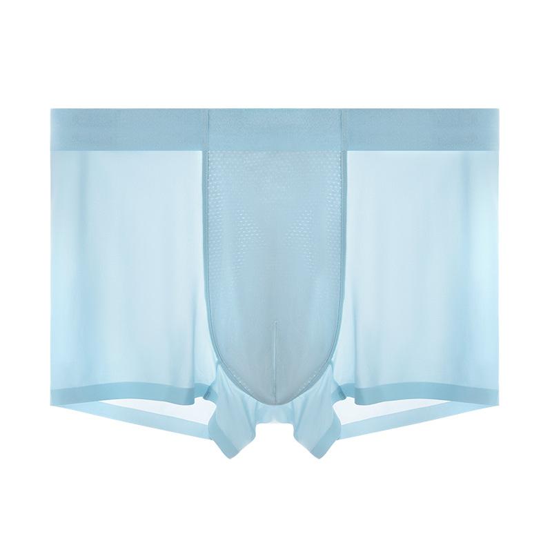 Men's Summer Silk Mesh Antibacterial Breathable Seamless Mid Rise Straight Lined Underwear