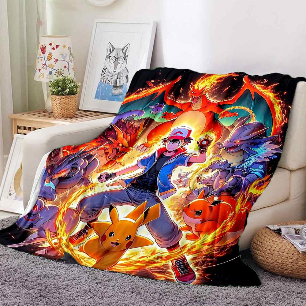 1pc , Charizard Flannel Blanket [Cozy Throw Blanket] For Sofa, Bed, Travel, Camping, Livingroom, Office, Couch, Chair, And Bed