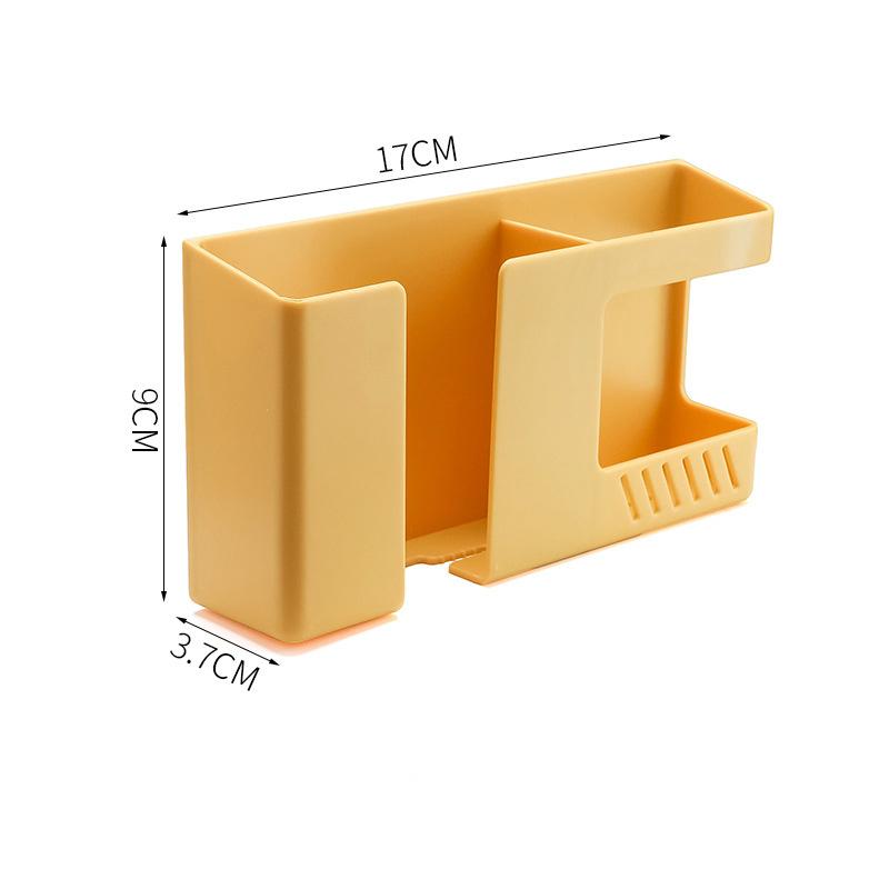 Caixa de armazenamento de parede dupla para celular Controle remoto adesivo Suporte de carregamento de celular de cabeceira Controlador de player montado na parede