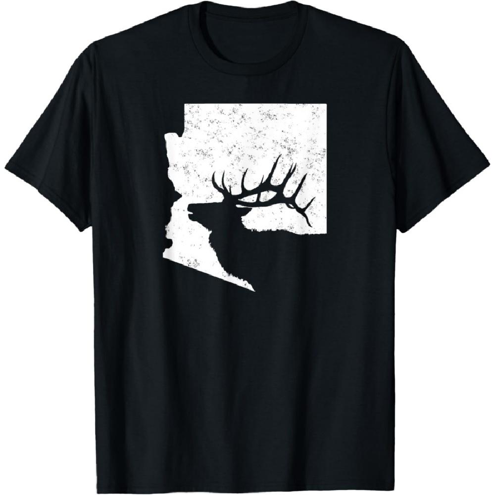 

Arizona Elk Hunting Shirt - Bull Elk AZ State Shape T-Shirt S