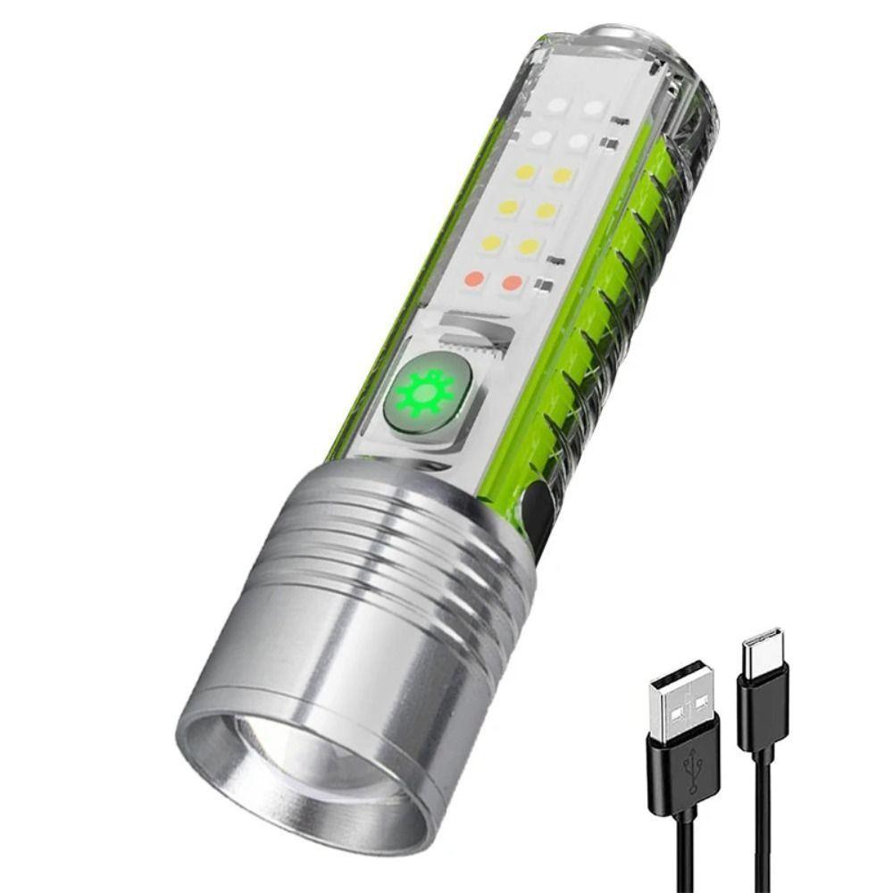 Multi-function Long-range Spotlight Fluorescent Handheld Lamp Rechargeable Flashlight  Warning