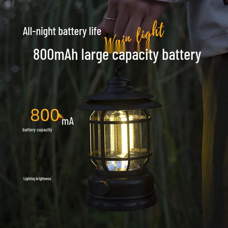 Waterproof Retro Portable Lantern with Type-C Charging for Camping