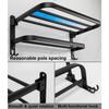 50CM Matte Black Folding Holder With Hook Towel Holder Wall Mount AluminumTowel Rack Bathroom Shower Rack Bathroom Accessories