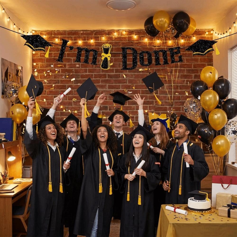 Glitter Decor Graduation Party Banner Reusable Graduation Hanging Banner  Party Supplies