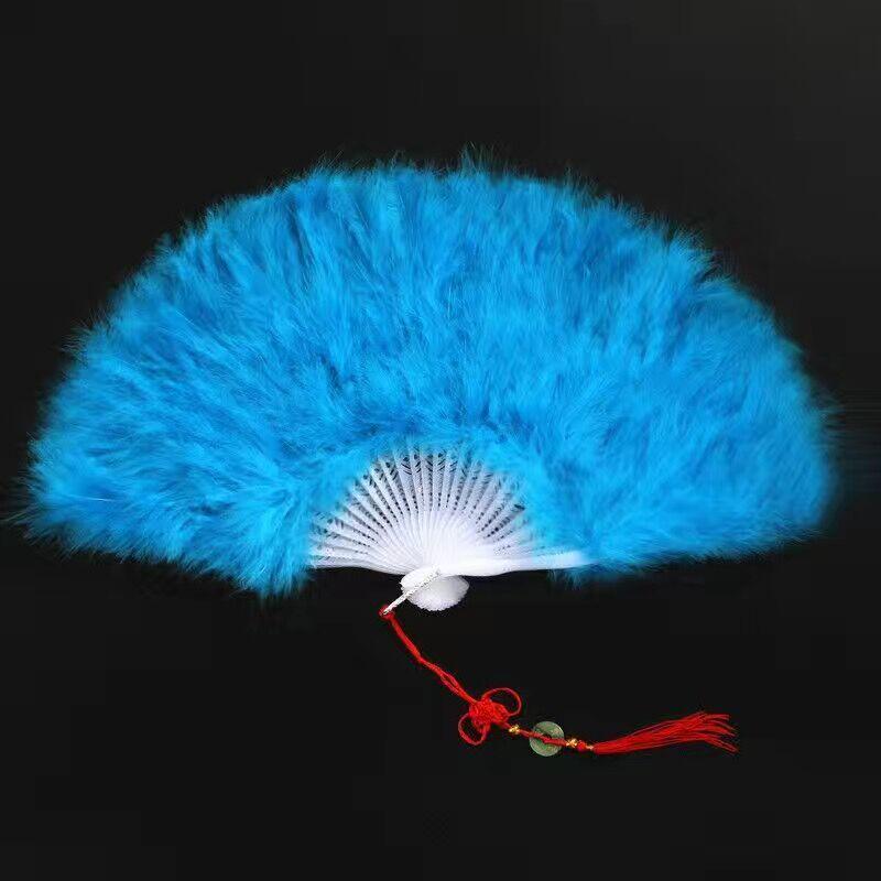 Thickened White Feather Folding Fan - Plush Cheongsam Catwalk & Emperor Night Dance Accessory