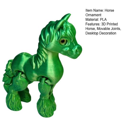 3D Printed Horse Figurine Movable Joints Pony Figure Articulated Animal Model Fidget Toy Home Office Desktop Decoration Ornament