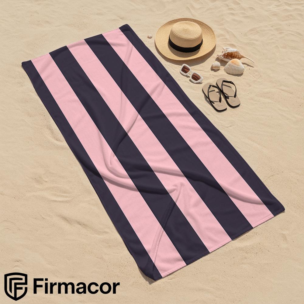 Blush & Black Vertical Stripe Soft Portable Travel Towel Unisex Lightweight Microfiber Oversized Sand Free Quick Dry Beach Towel