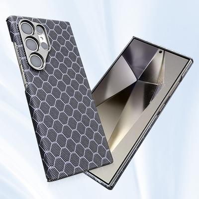 Pro Samsung Galaxy S24 Ultra Pouzdro Ultratenké Aramidové Vlákno Plástvová Textura Kryt na Telefon