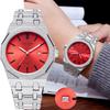 Herren Damen Uhr 45mm Mode Business Nachtlicht Wasserdicht Stahlarmband Quarz Uhr Attraktiv Rotes Rosa Rosafarbenes Zifferblatt