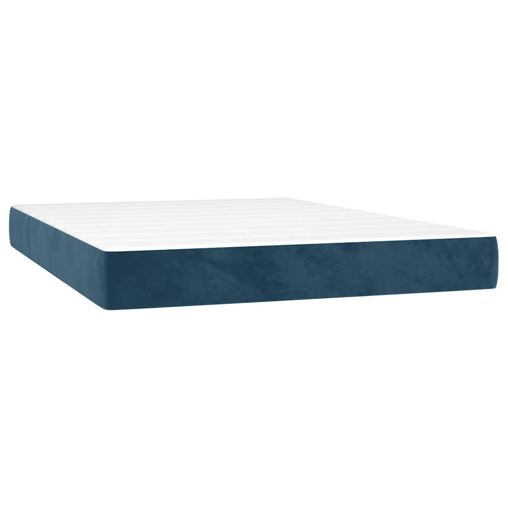 Box Spring Bed with Mattress Dark Blue 140 x 200 cm Velvet