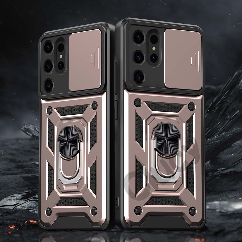 

Для Samsung Galaxy S24Ultra S23Plus S22 S21 Camera Противоударный бронированный чехол для Galaxy S23FE Автомобильный магнитный держатель защитное кольцо чехол For Galaxy S23FE розового золота