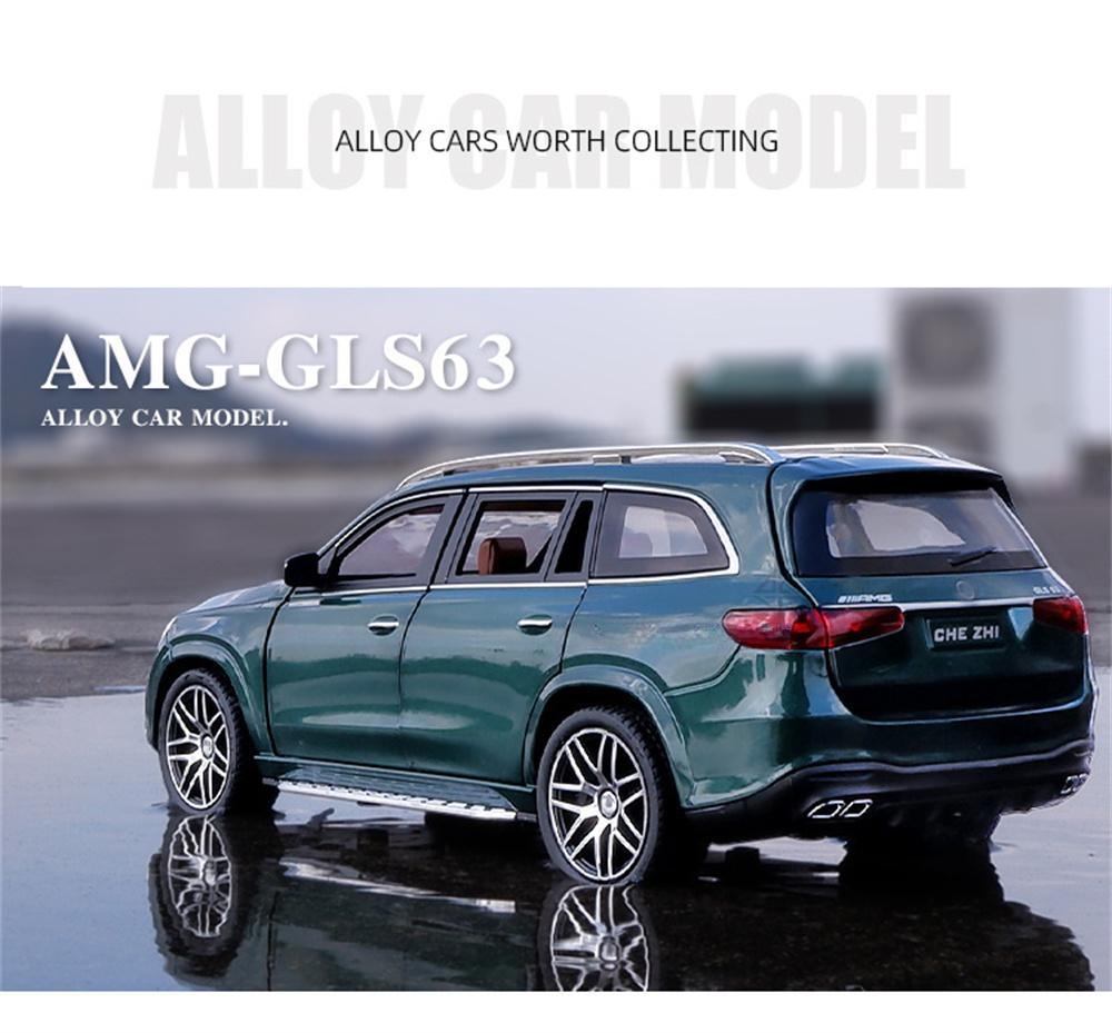 1/24 Benz GLS63 AMG Scale Alloy Diecast Toy Model Simulation Metal Vehicles Toy SUV Pull Back Sound Light Toys for Children