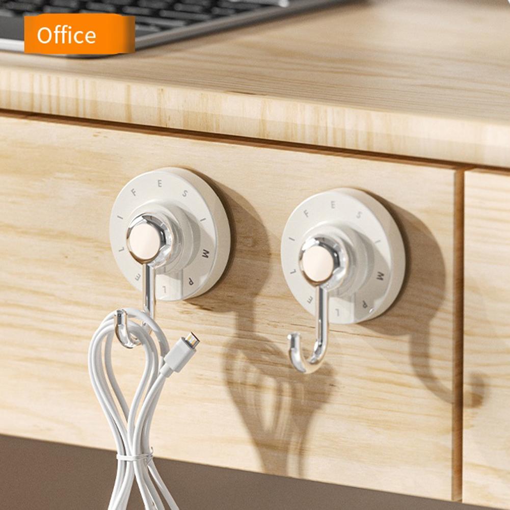 2Pcs Suction Cup Hooks Waterproof Rotary Adsorption Hook Kitchen Bathroom Wall Hanger Towel Clothes Storage Holder Organization