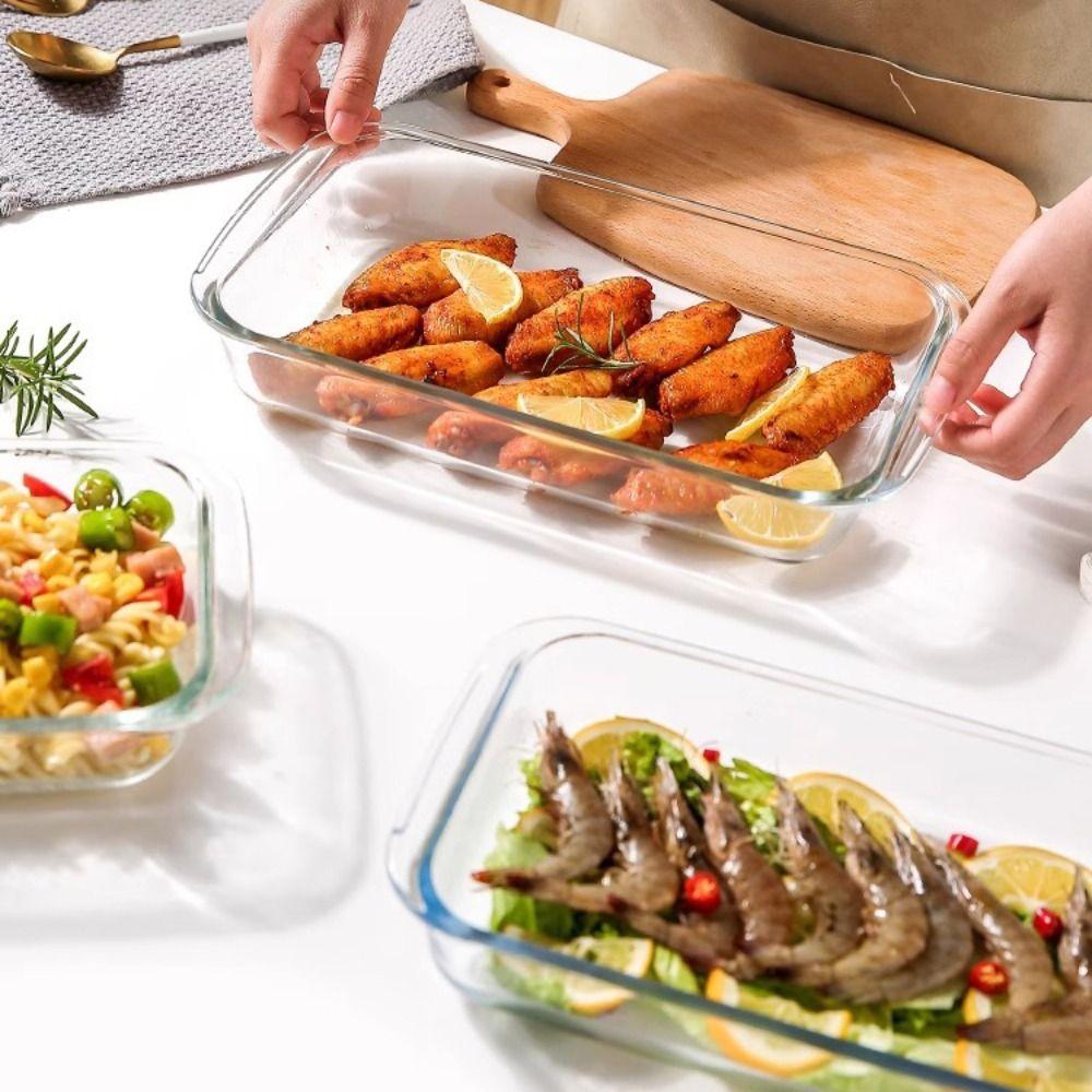 Rectangular Glass Baking Dish High Temperature Resistant Baking Pans Lasagna Baking Tray Oven