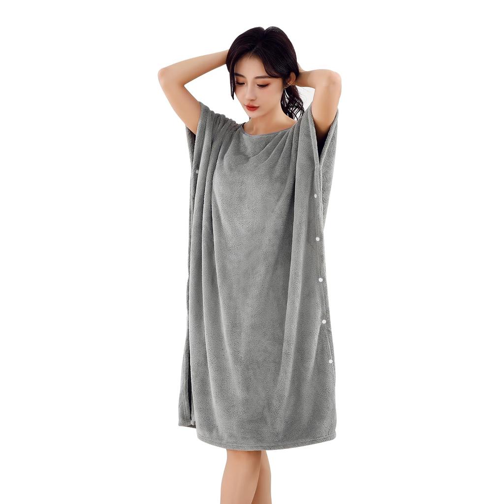 GREATCALL Women's Microfiber Wrap Towel, Adult Size, Absorbent, Quick-Drying, Perfect for Bathtime and Keeping You Warm, Perfect for Parents (Gray)