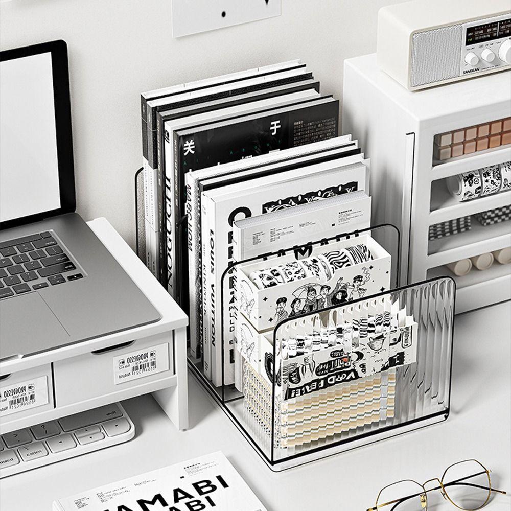 Non-Slip Documents Stand Reusable Desktop Bookshelf Practical Transparent Bookends  Home