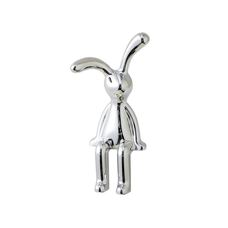 Nordic Electroplated Long-Eared Rabbit Figurine for Living Room or Cabinet Decor
