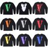 Moletom com Capuz de Manga Longa VLONE Big V Unissex - Estilo Tendência Inspirado em Wang Yibo
