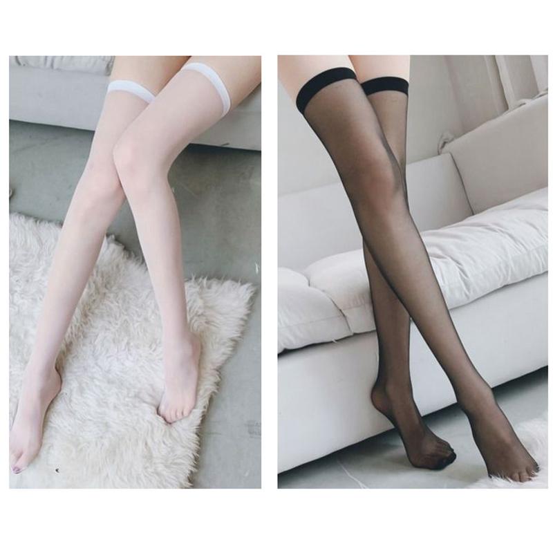 Letní ultratenké nylonové dlouhé ponožky punčochy Transparentní japonský styl vysoké punčochy na stehna ženy Dívky Lolita vysoké ponožky ke kolenům
