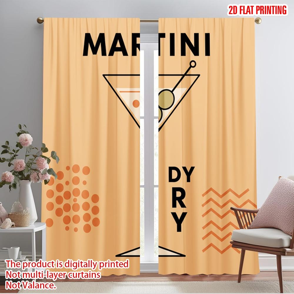 

2pcs 2D flat printing Window Treatment Curtains Dry Martini Olive Cocktail Polyester Without Electricity Party Decorations 52.50×116.00 CM 2pcs