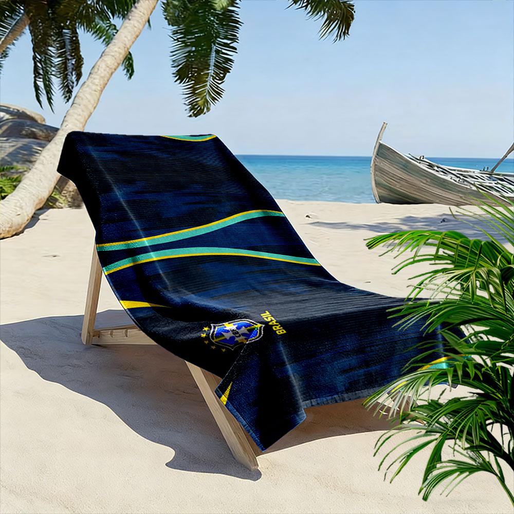 Fließender brasilianischer Wellen-Print Strandtuch, schnell trocknend, geeignet für Reisen, Outdoor-Sportarten, Joggen, den Strand und Schwimmen, Geschenk