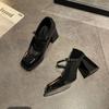 Fashion Women Mary Jane Shoes Elegant Square Toe Thick Heel Shoes Casual Party Dress Single Shoes 2025