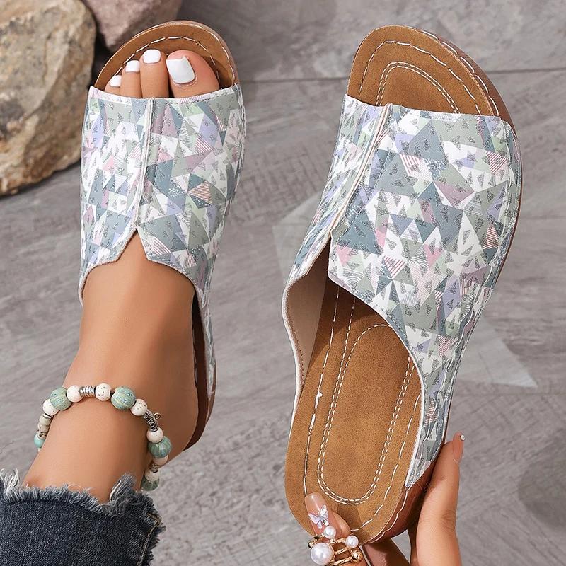 Fashion Popular Mixed-Color Thick Sole Women Sandals 2025 Spring Anti-Slip Platform Sandels Outdoor Walking Wedges Heel Zapatos De Mujer