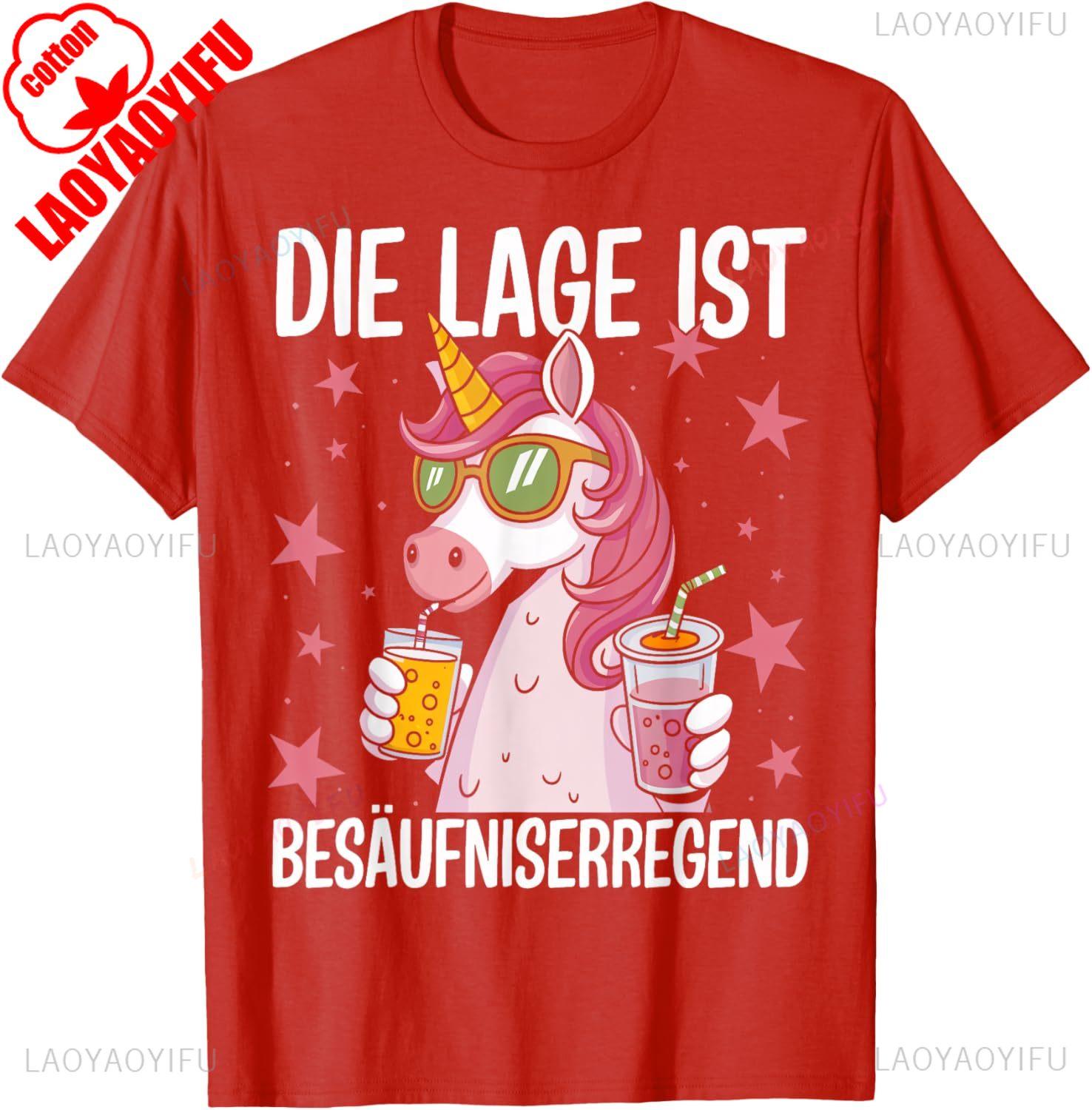 Смешная Немецкая Графическая Футболка Die Lage Ist Besäufniserregend Хлопок Черный Винтаж Летняя Новинка Унисекс Наряд для Вечеринки S