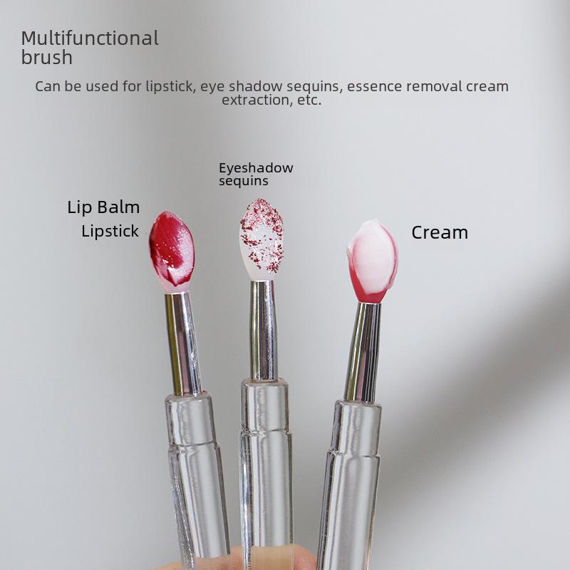 Silicone Lip and Eye Shadow Brush with Cover - Dustproof, Multifunctional, Portable and Sequin Design.