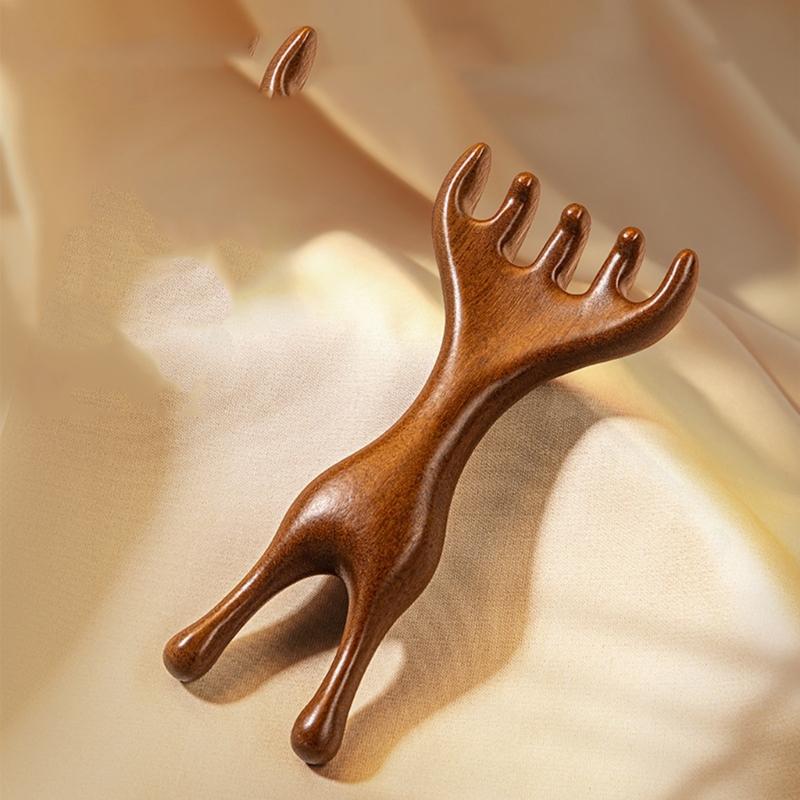 Handmade Sandwood Hair Comb And Face Massager Wide Tooth Comb For Scalp Health And Relaxation