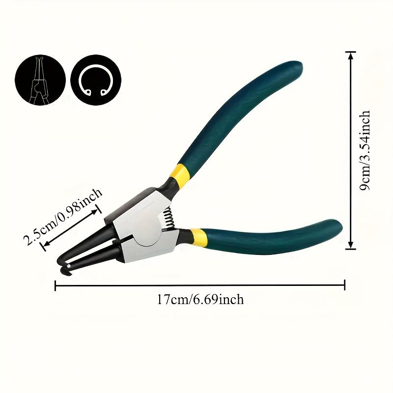 

Multi-function External Circlip Pliers, inner spring, comfort grip, standard head. Perfect for auto, DIY, mechanic & hobby use. (green,7) зелений