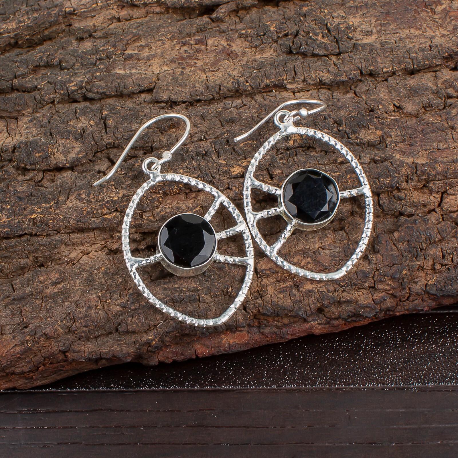 

Black Onyx Gemstone 925 Sterling Silver Jewelry Handmade Earrings 2.00 For Her EE-52-18