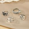 Vintage Schmetterling Blume Schlange Ring Rund Quadratisch Elegant Schmuck Exquisit Geschnitztes Ring-Set
