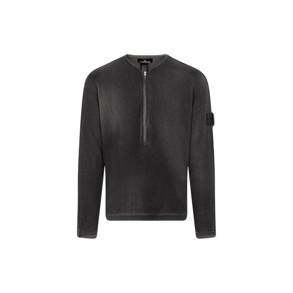 STONE ISLAND Shadow Project Solid Logo Patch Half-Zip Long Sleeve Knit Sweater Men Sweater Silver-Grey 77195111Z-V0063