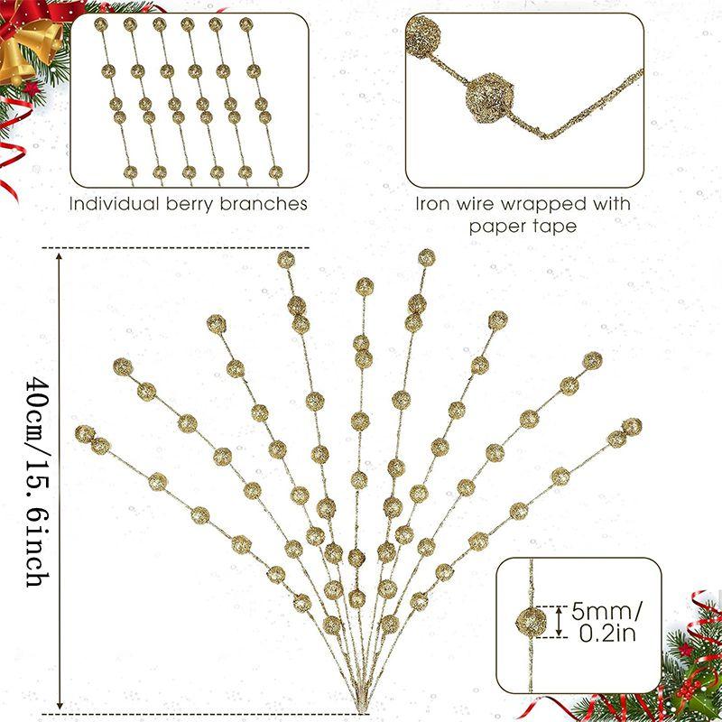 50Pc/Pack Glitter Christmas Berry Artificial Foam Flowers Christmas Tree Decor for Home Wedding Decor DIY Wreath Accessories