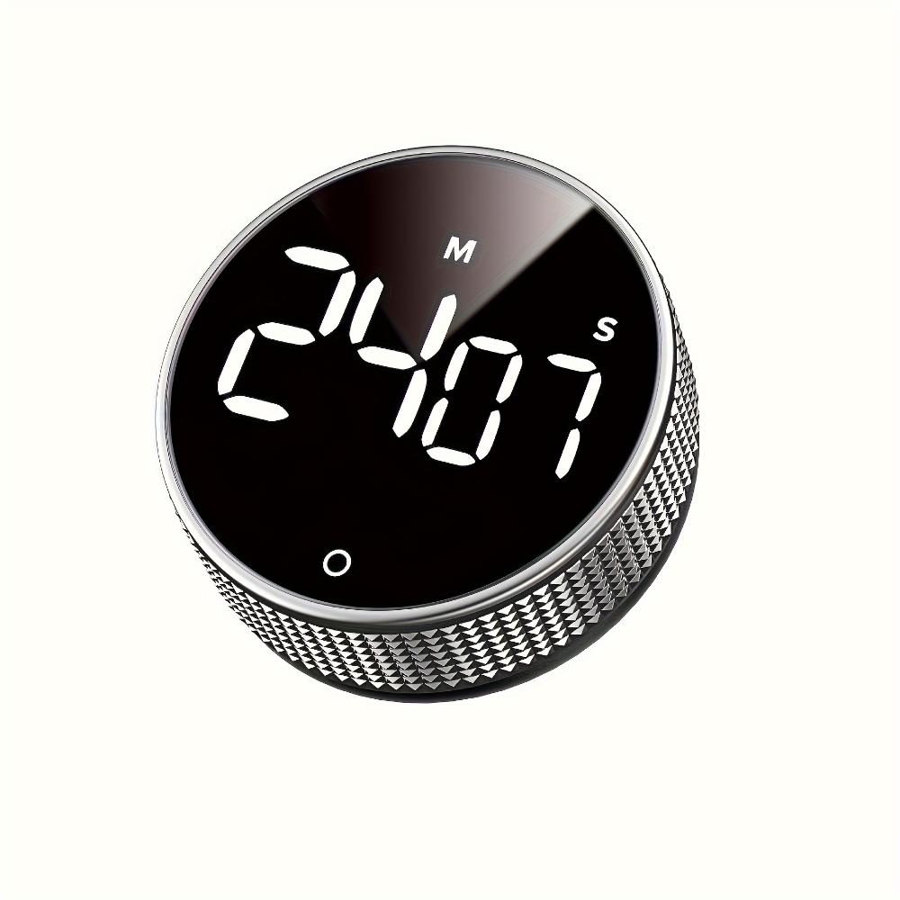Minuteur de cuisine rond élégant, Outil de gestion du temps rotatif avec lumière LED, Pour la cuisine, la pâtisserie, le sport, Essentiel pour le dortoir, Cadeau créatif pour la fête des mères