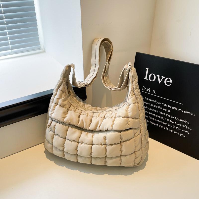 

Новая модная сумка-багет большой вместимости, простая наплечная сумка-мессенджер, женская сумка «облако» в клетку, сумка-тоут. хаки