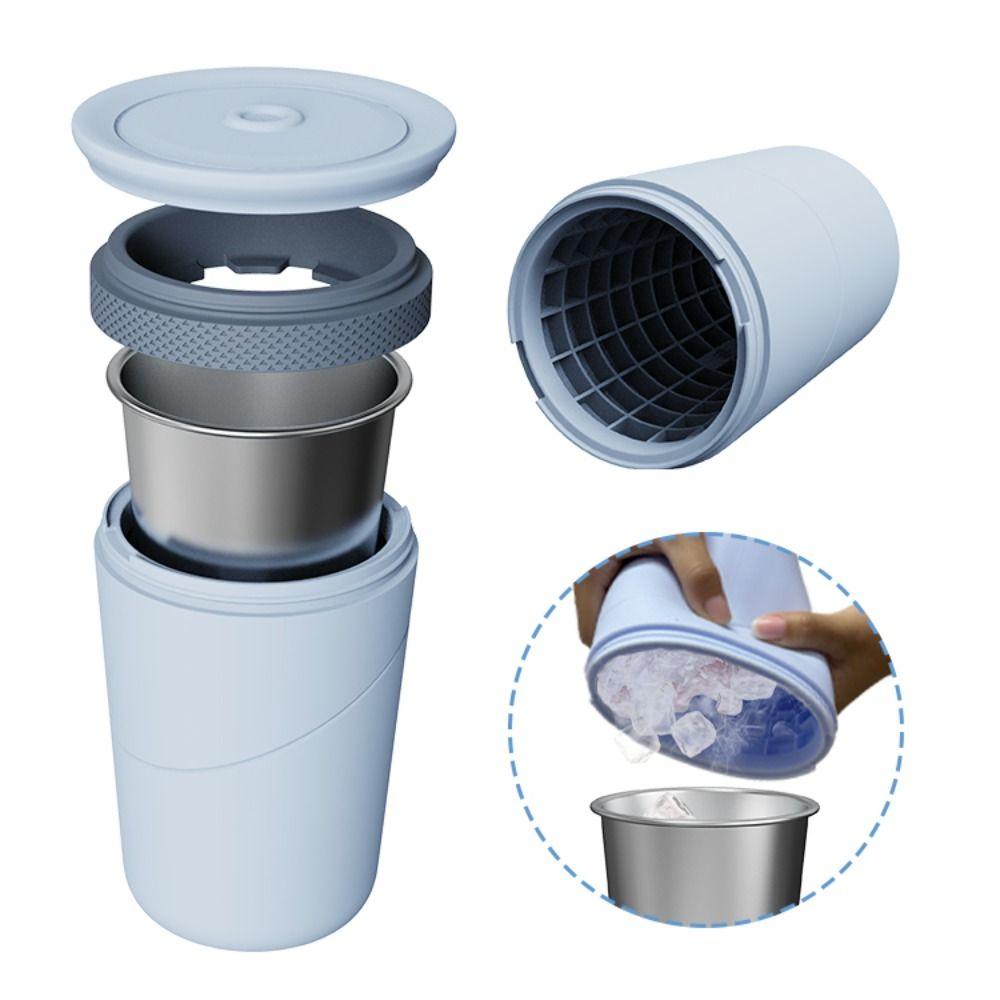 Quick Freeze Straw Cup with Ice Tray Blue Purple Pink Cold Drink Cup Summer