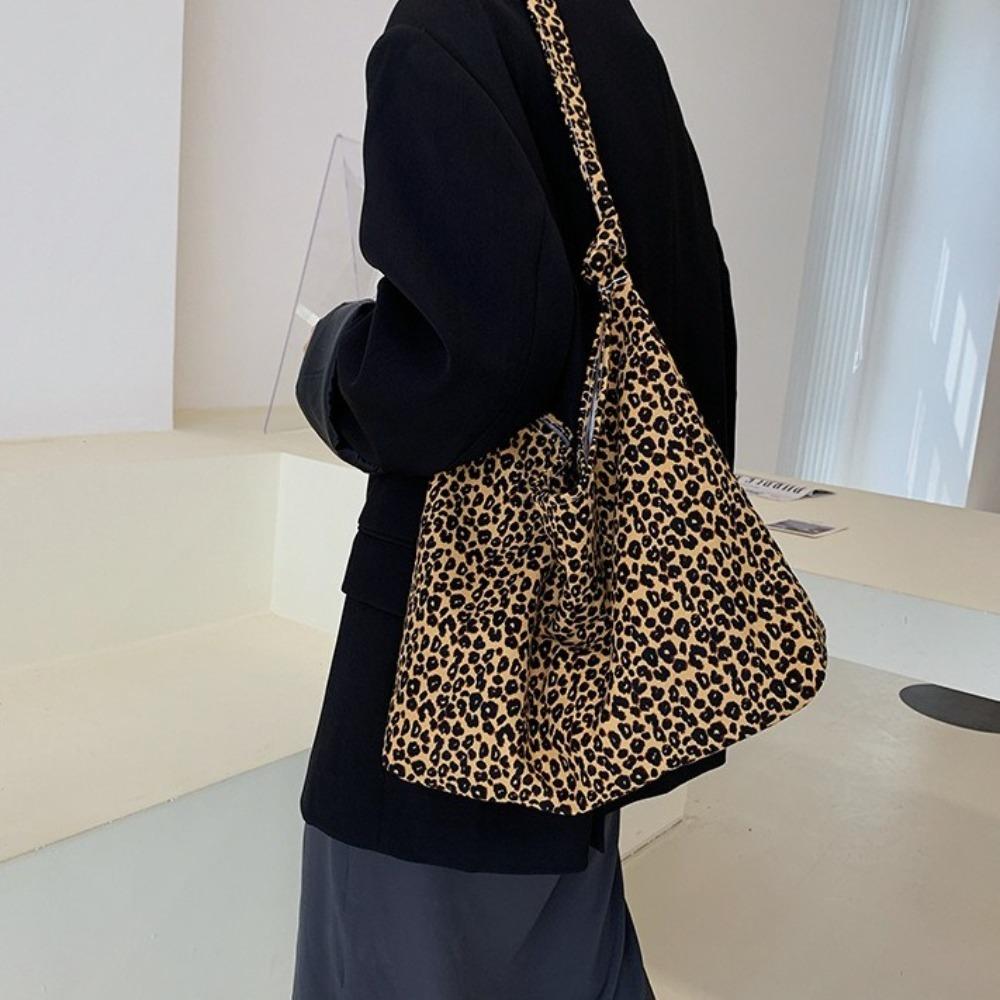 Cloth Leopard Print Shoulder Bag Korean Style Women's Handbag Fashion Canvas Bag Student
