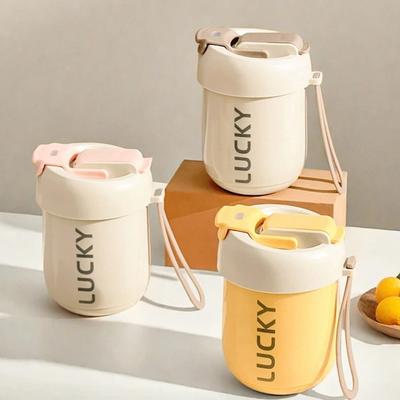 360ML 316 Stainless Steel Double Wall Water Cup For Kids Portable Leak-proof Straw Cup Thermal Insulation Coffee Mug