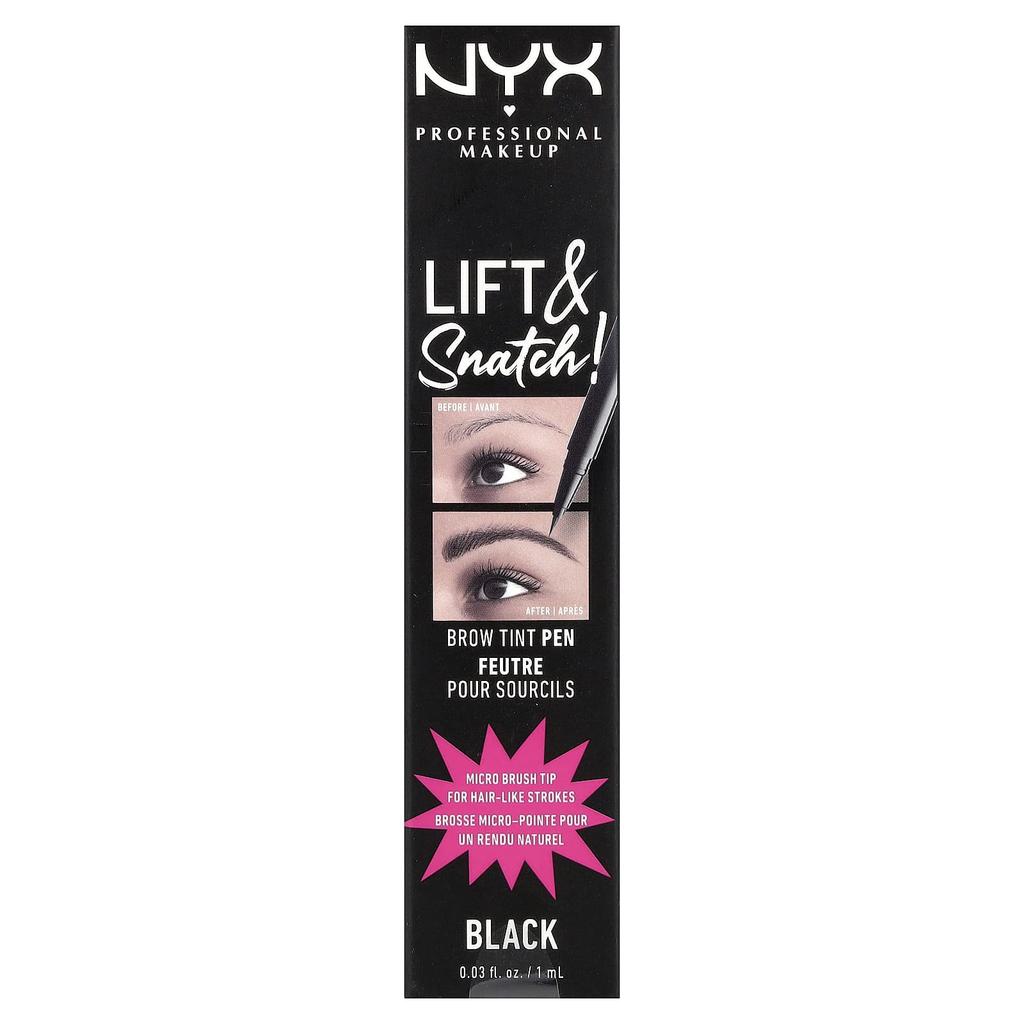 NYX Professional Makeup, Lift & Snatch! Brow Tint Pen, 10 Black, 1ml (0.03 fl oz)