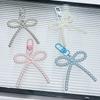 1PC Korean-Style Minimalist Phone Case Versatile Faux Pearl Dainty Keychain Trendy Bow Chic Charm Elegant 10x6cm