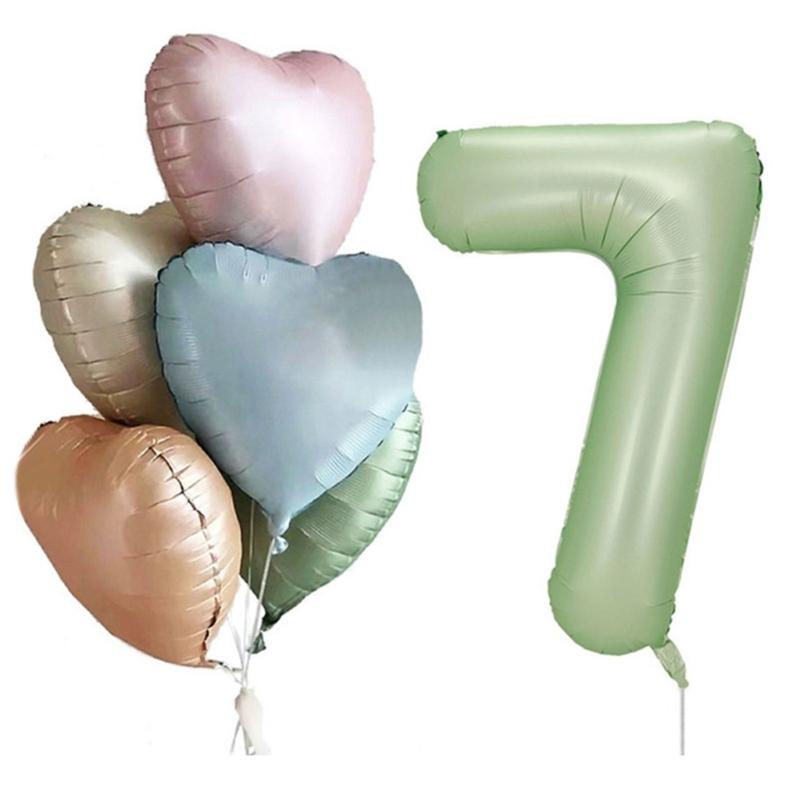 6Pcs Cream Color Number Balloon Set Beige Caramel Number 0-9 Balloon Foil Helium Ball Birthday Wedding Party Decoration