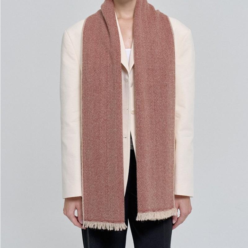 Dal Cashmere Herringbone Muffler Red
