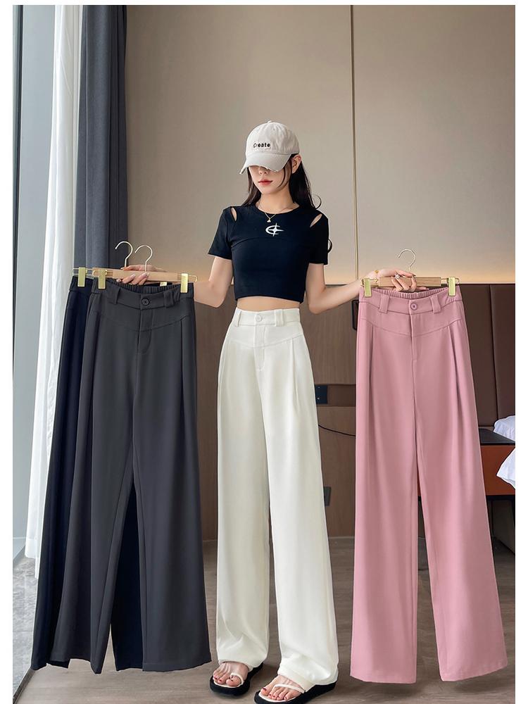 New Women's Suit Pants Spring Summer High Waist Draped Loose Wide Leg Pants Plus Size Casual Pants