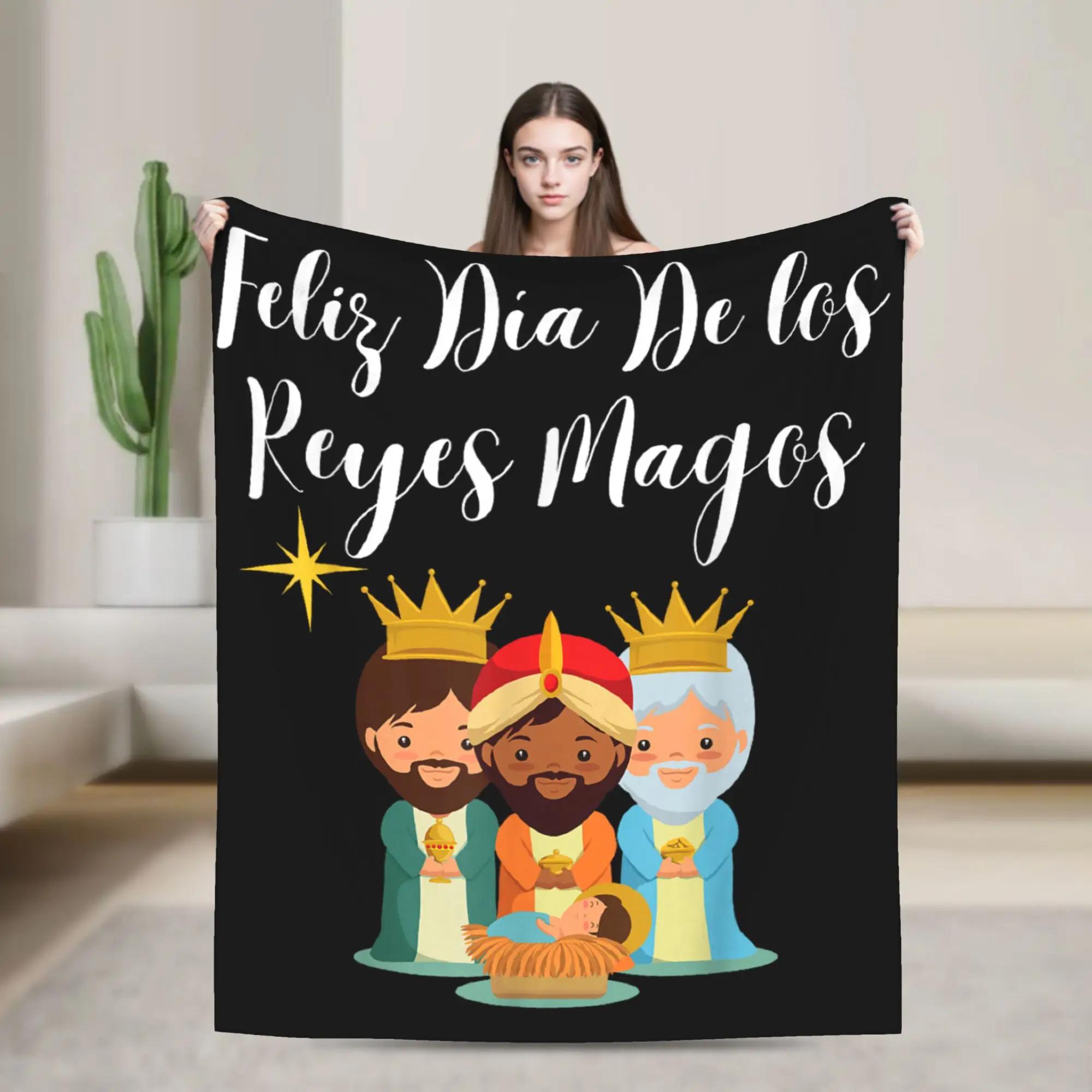 Wise Three Kings Day Epiphany Flannel Blanket Feliz Dia De Reyes Soft Throw Blanket for Home xcm 100x150cm