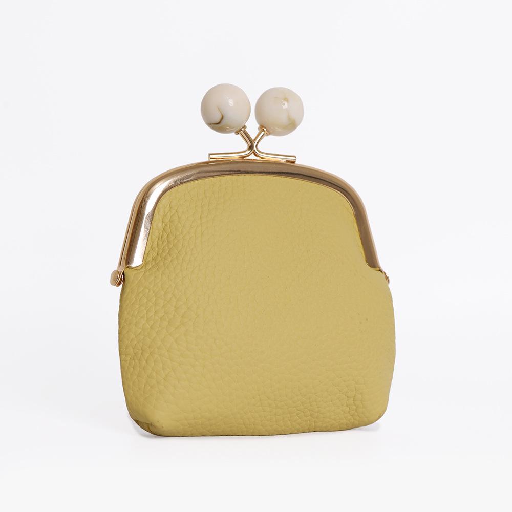 Women's Genuine Leather Litchi Grain Mini Coin Purse & Lipstick Clasp Bag