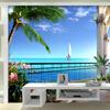 3D Wallpaper Stereo Seaside Landscape Balcony Mural Living Room Dining Room Backdrop Wall Murals