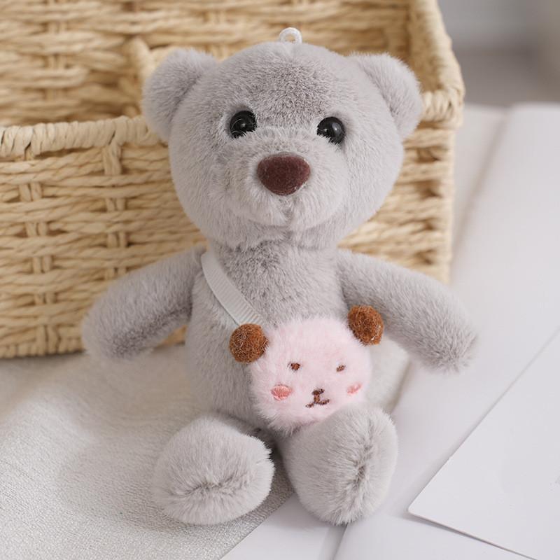 Adorable Plush Backpack Bear Keychain Cute Fluffy Stuffed Doll Pendant