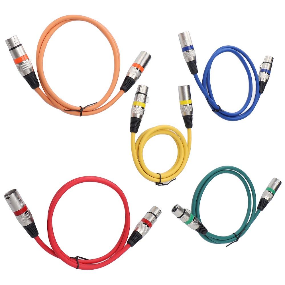 5PCS XLR Male to Female XLR to XLR Microphone Cable 3 Pin Color Coded Mic Patch Cord for Mic Mixer